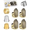 ZMAAGG Dedales para coser a mano, kit de 8 dedales de costura, protectores de dedos de metal, anillo de dedal para acolchado y bordado a mano