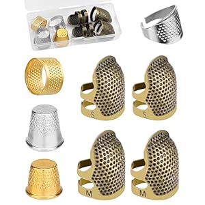 ZMAAGG Dedales para coser a mano, kit de 8 dedales de costura, protectores de dedos de metal, anillo de dedal para acolchado y bordado a mano