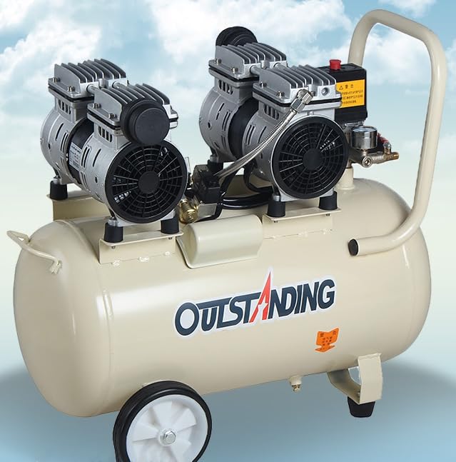 Compresseur d'Air Silencieux Sans Huile Outstanding OTS550W x2 50L 1100W 7 Bar Débit 80L/min 220V Atelier