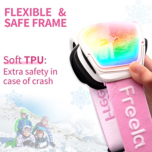 Freela Ski Goggles Snowboard Snow Skiing Snowboarding Equipment Winter Snow Sport Glasses Goggles Anti-fog UV Protection Mirror Clear Goggles for Toddler Kids Girl Boy Youth Snowmobile Snowboard Gear - image 3