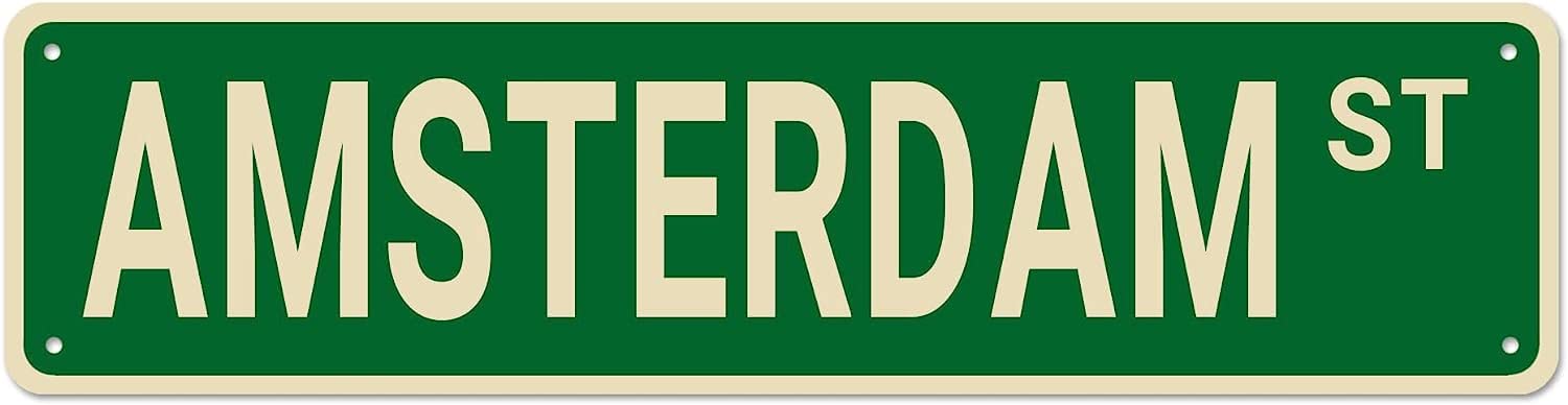 Sitrmgh Sign Amsterdam Street S, Amsterdam Decor Amsterdam Amsterdam Gift, Wall Decor For Home/Driveway/Man Cave/Bar, Quality Metal S 16X4 Inch