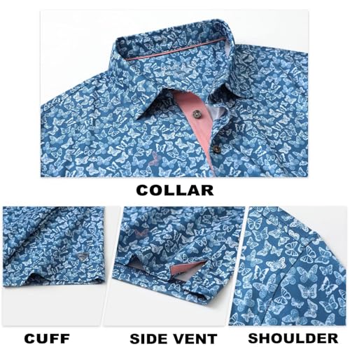 Image of M MAELREG Mens Golf Shirt Short Sleeve Dry Fit Print Moisture Wicking Performance Patterns Collared Polo Shirt