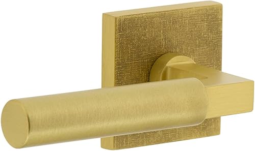 Viaggio Quadrato - Roseta de lino con palanca suave Contempo en latón satinado, para zurdos