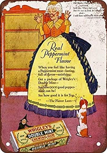 1927 Wrigley39;s Doble Menta Masticar Chicle Vintage Carteles Metal 12x16 pulgadas
