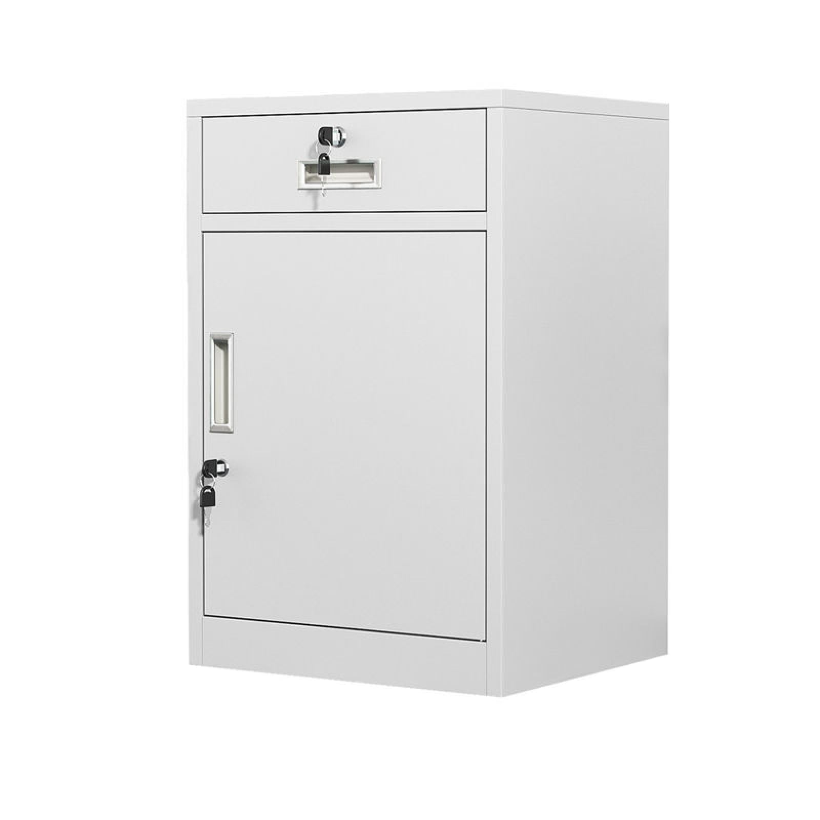 Aioneer Metal Office Storage Cupboard With Lockable Filing Cabinets And Adjustable Shelves Home Office Mobile File Cabinet With Secure Lock-White-1 Drawer