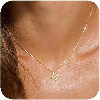 Valentines Day Gifts Gold Initial Necklaces for Women, Dainty Silver Let...