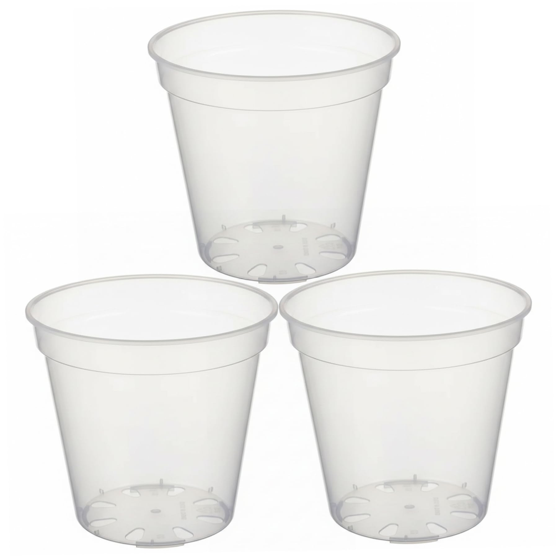 AwnsIMfreien Clear Nursery Pots with Drainage, 10 Inch Sturdy Transparent Plastic Plant Pots for Orchids, Succulents & More, 3 Pack, Clear Nursery