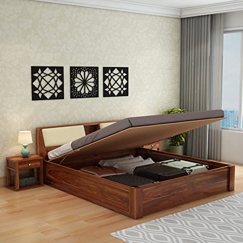 Buy WOODLAB Furniture Sheesham Wood Mayor King Size Hydraulic Bed with