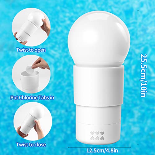 Floating Pool Chlorine Dispenser,Spa Chemical Chlorine Floater With Solar Colorful Pool Ball Light,Extra-Large Capacity Fits 5 X 3 Chlorine & Bromine Tablets, Bromine Holder For ，Pool,Hot Tub Spa #TOP2