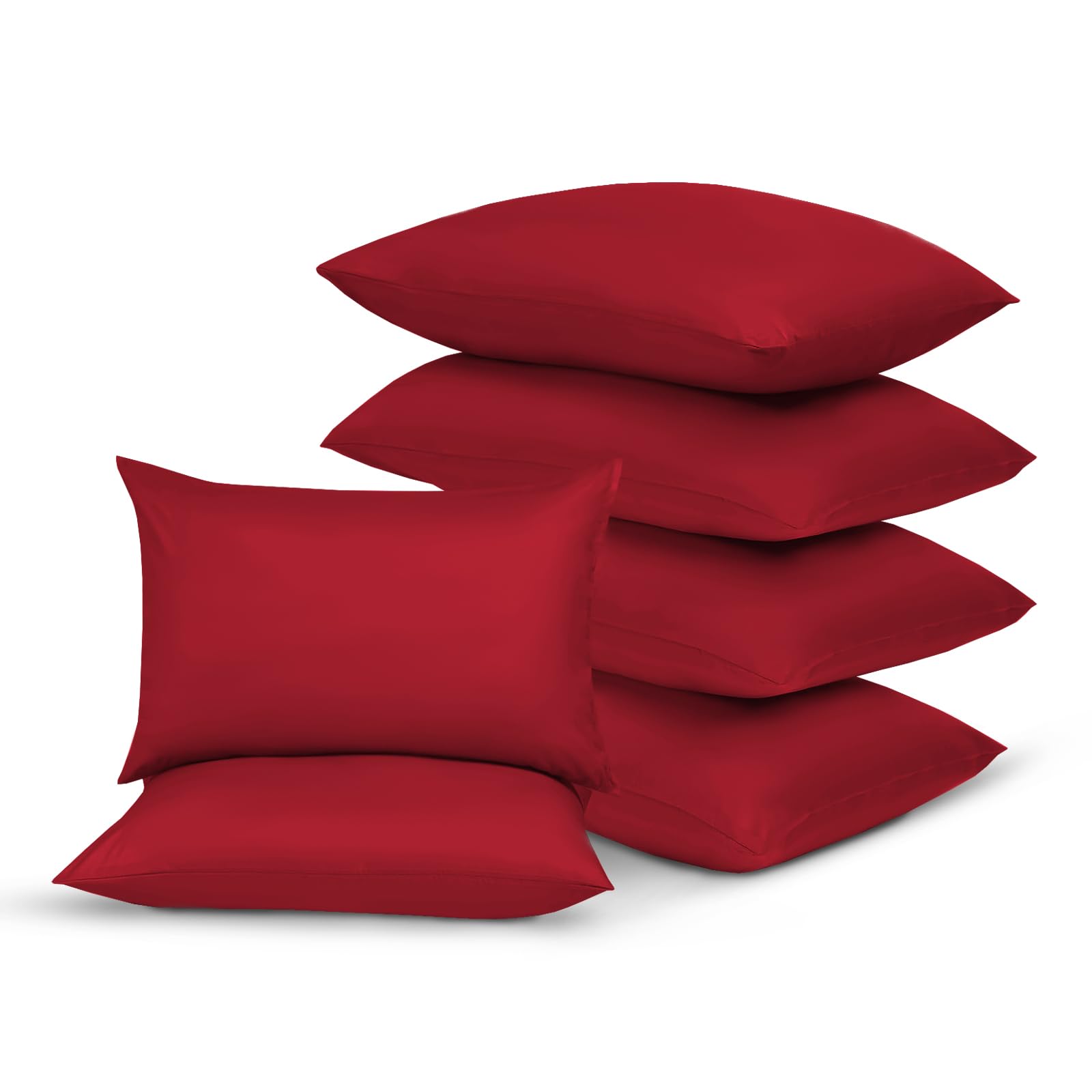 Yorkshire Bedding Red Pillow Cases 6 Pack 100% Soft Brushed Microfiber Pillowcases with Envelope Closure- Fade & Stain Resistant Housewife Pillow Case 50 X 75 Cm