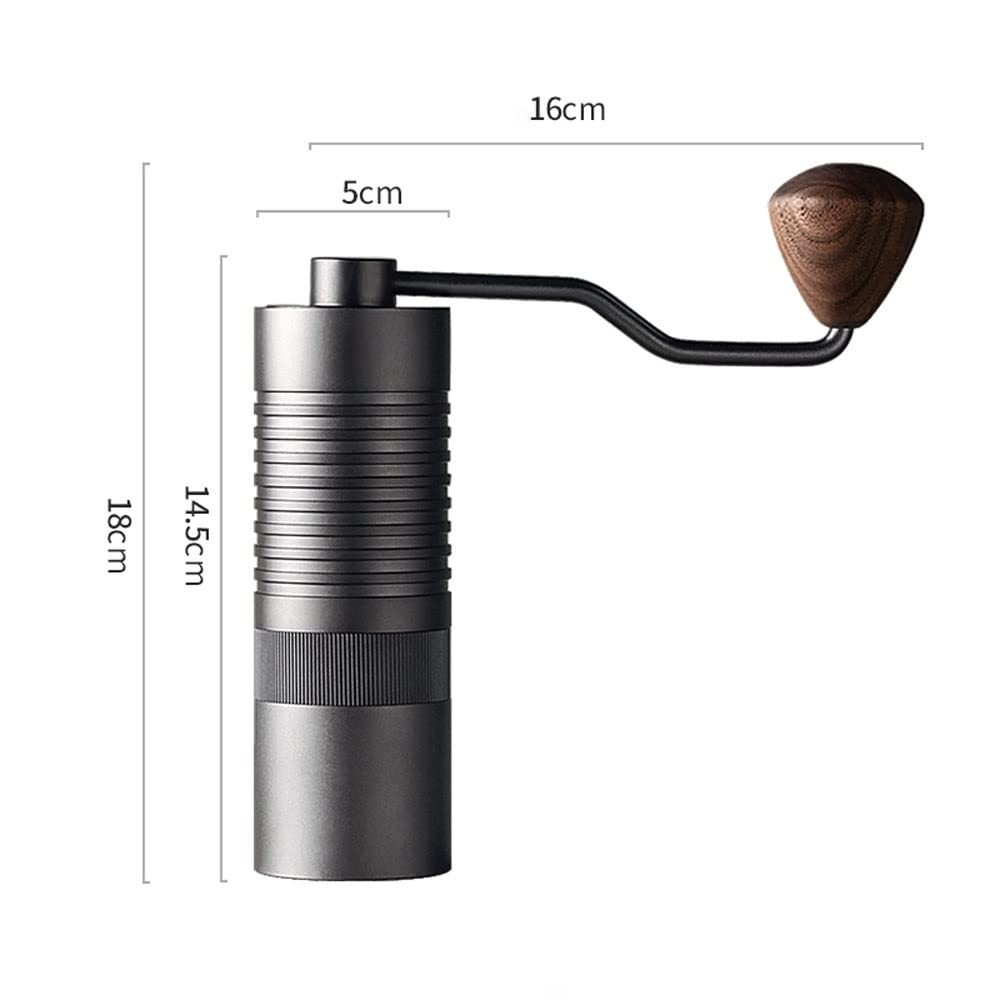 Molinillo de café Manual con Cabezal de Corte de Acero, Antideslizante, Molinillo de café portátil con Cepillo y Bolsa, Molinillo de café Viajes y al Aire Libre (Gris: Negro)
