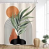 Glawry Boho Mid Century Shower Curtain 60Wx72L Inches Abstract Modern Botanical Geometric Contempora