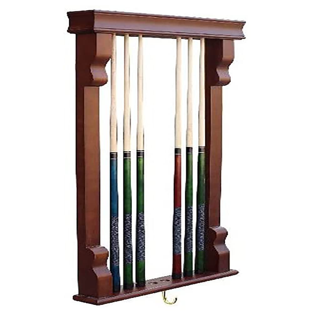 Hathaway Vintage Wall Billiard Pool Cue Rack, Antique Walnut, Holds 8 Cues