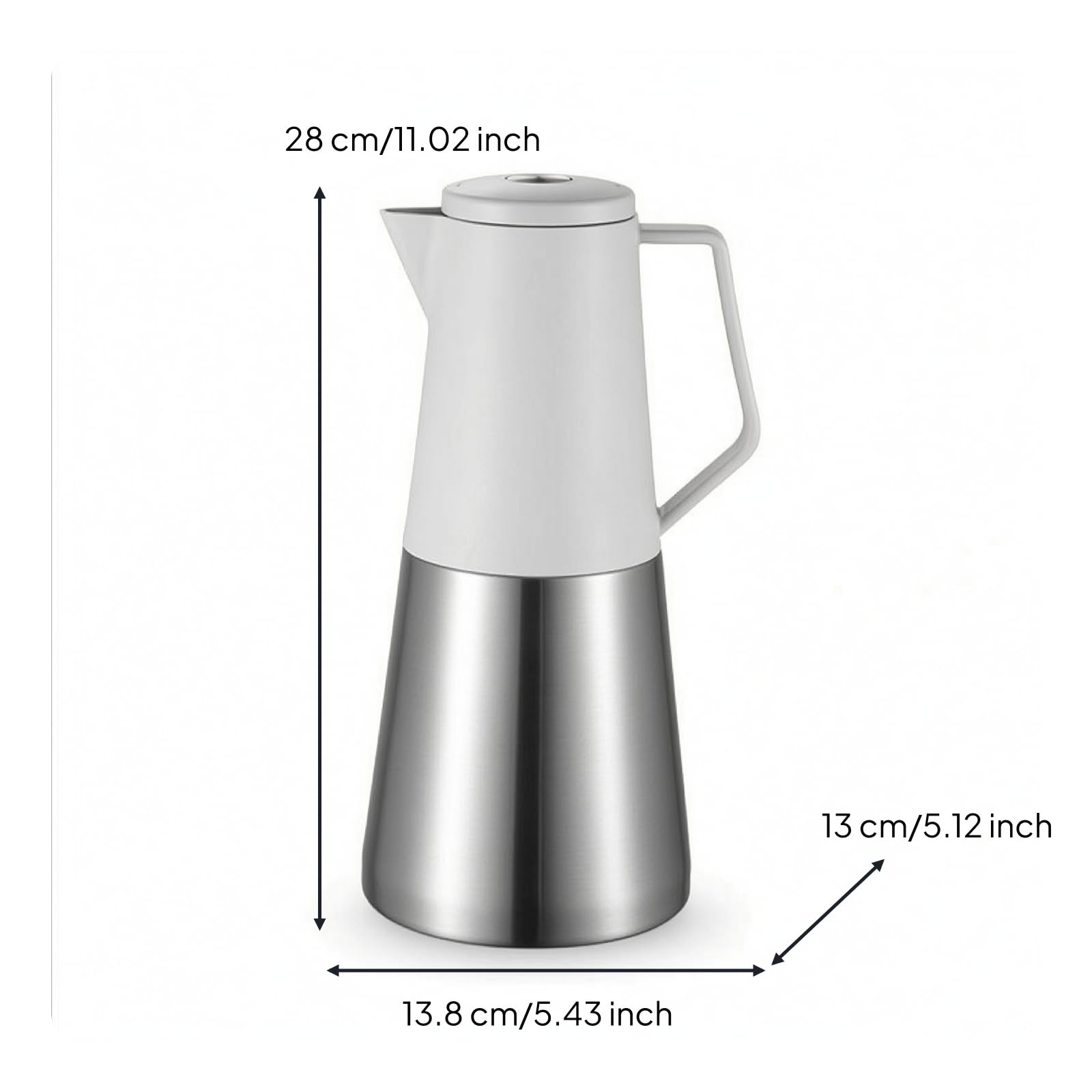 Gralara Jarra Térmica Acero Inoxidable sin Goos Jarra Térmica con Tapa Hermética Térmico Recipien para Cocina, Cafería, Gris Claro