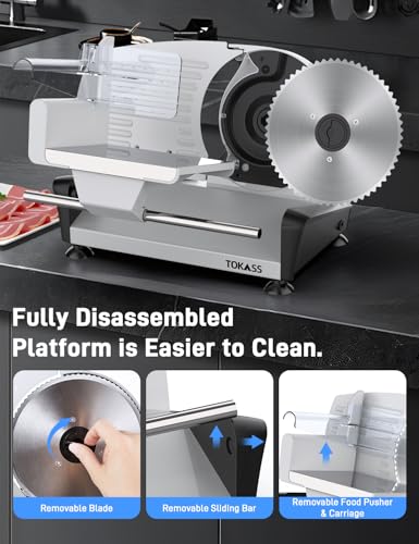 Image of Meat Slicer Machine for Home, 200W Electric Food Slicer,Dual 7.5 inch Blades (7.5 inchx2 Blades-200W DC motor)