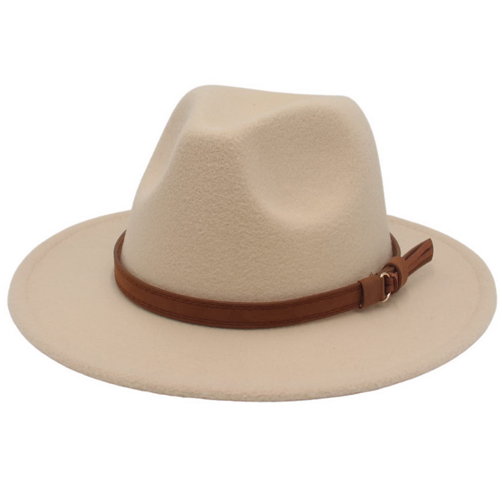Faringoto Fedora Chapeau vintage en feutre de laine pour femme Unisexe Large bord