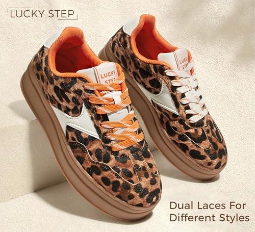 LUCKY STEP Platform Retro Sneakers for Women Fashion Casual Gum Thick Sole Rubber Sole Comfort Skate Tennis Footwear Chunky Trainer Walking Shoes2