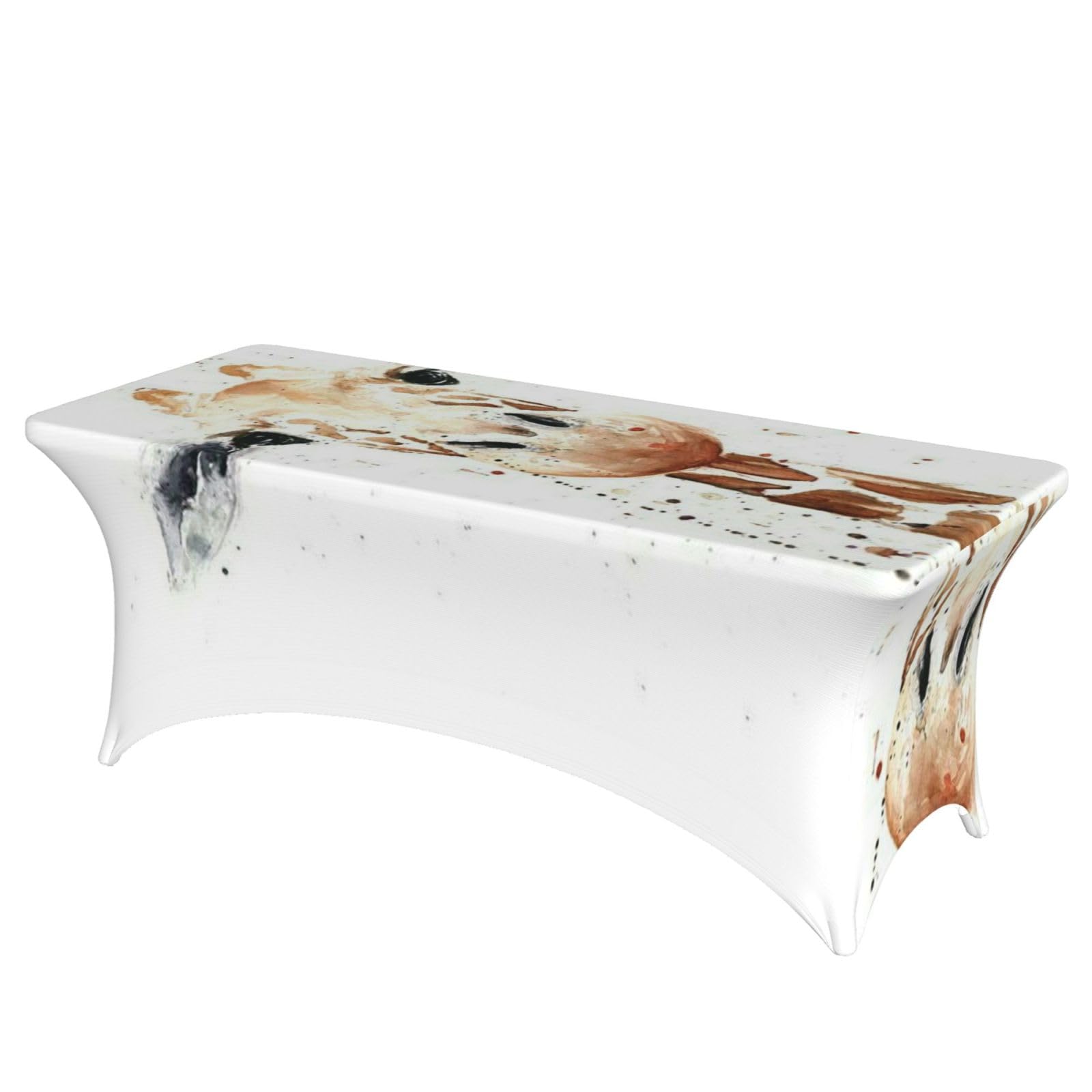 DCEHGEW 6FT Spandex Rectangular Table Cloth, giraffe Printed Fitted Elastic Tablecloths Washable Table Cover for Event, Wedding, Banquet & Party