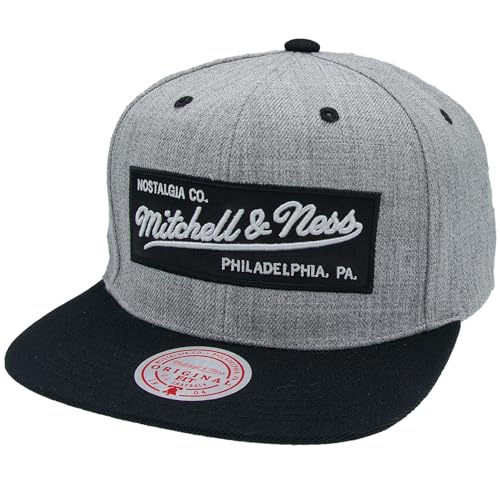 Mitchell & Ness 2 Tone Box Logo - Flat Visor Snapback Basecap, Grey-Black