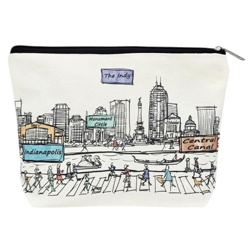Beary Blu Cidades ao redor do mundo série de bolsas de cosméticos – Projetado nos EUA, bolsa de maquiagem de viagem com zíper, presente de lembrança para mulheres, organizador de arte para bolsa ou