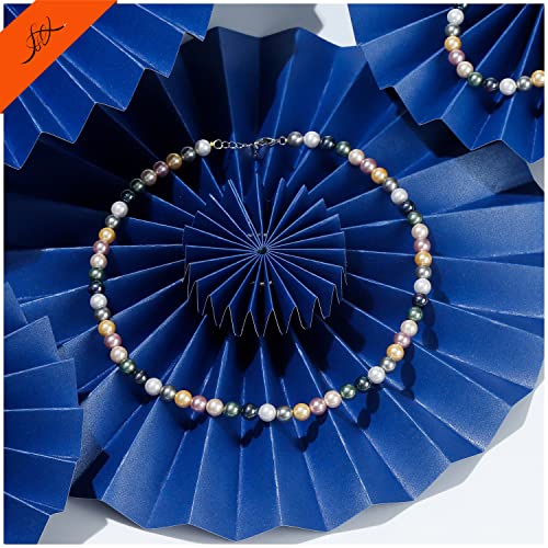 Perla collar de cadena de perlas de imitación de lujo y pulsera 8mm 4