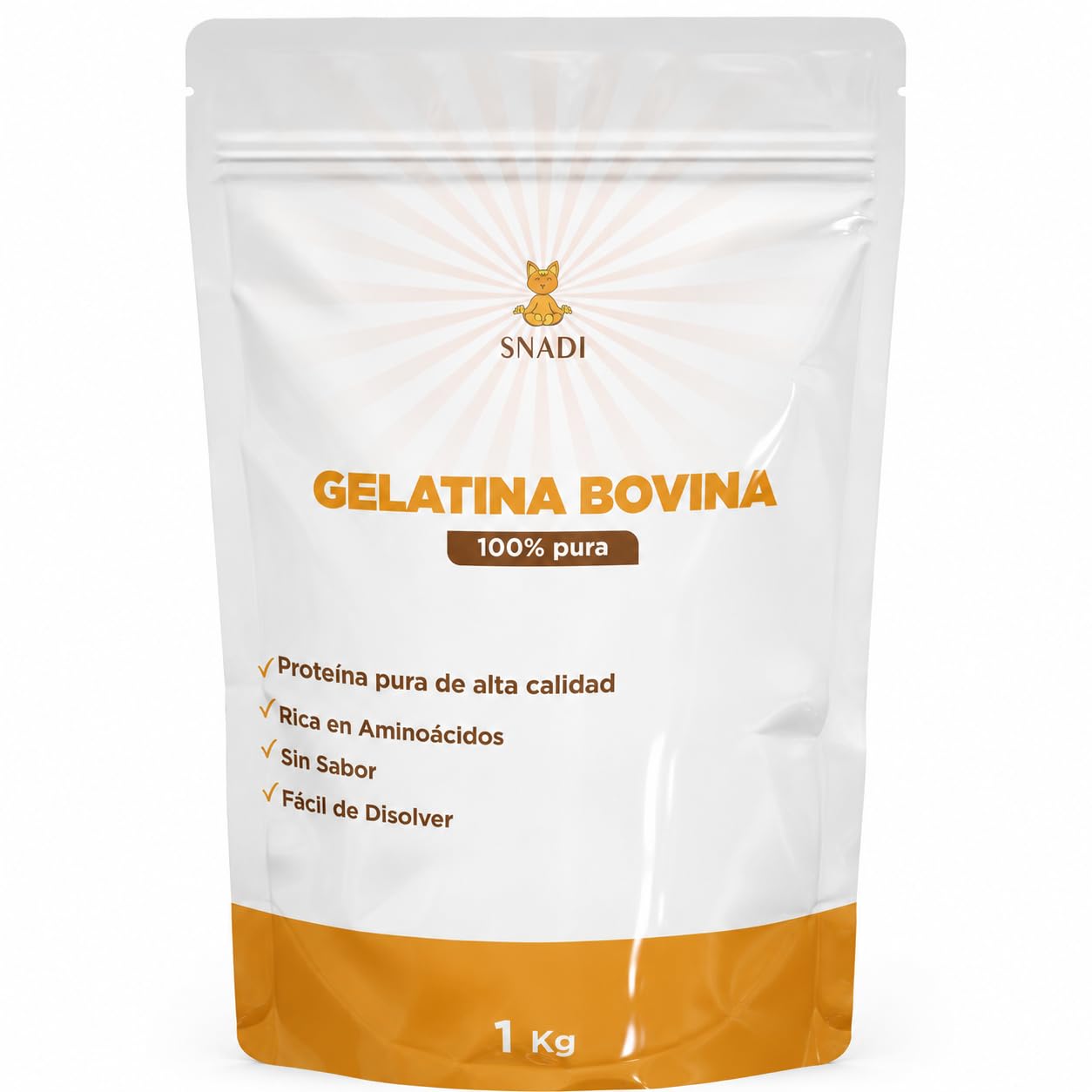 Gélatine Bovine en Poudre Snadi | 1 kg | Sans Saveur, 100% Pure et de Qualité Professionnelle | Parfaite pour la Pâtisserie, les Desserts, les Gels, les Sauces et les Préparations Salées