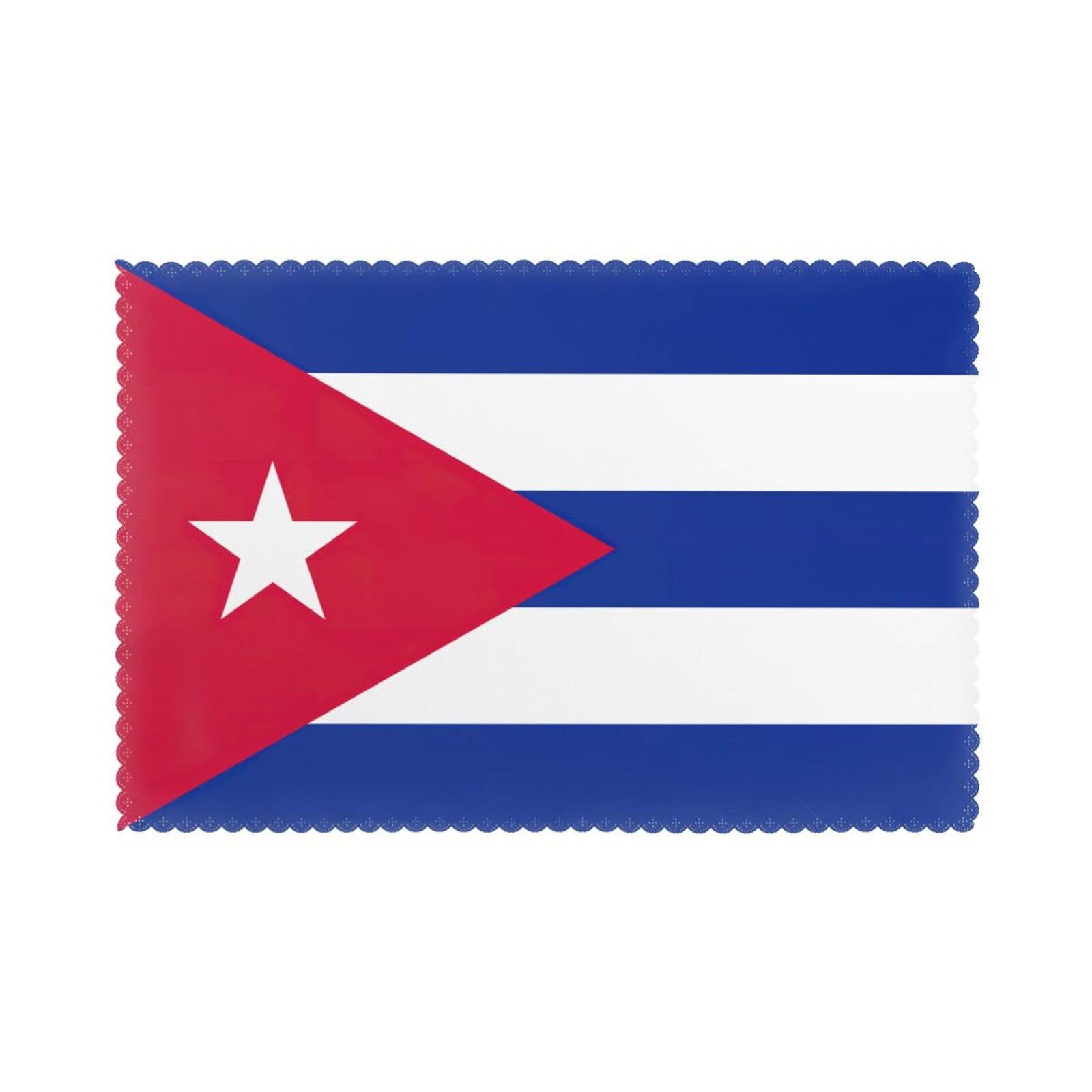Cuban flag Print Placemats for Dining Table Set of 6 12x18 Inch Table Mats for Party Kitchen Dining.