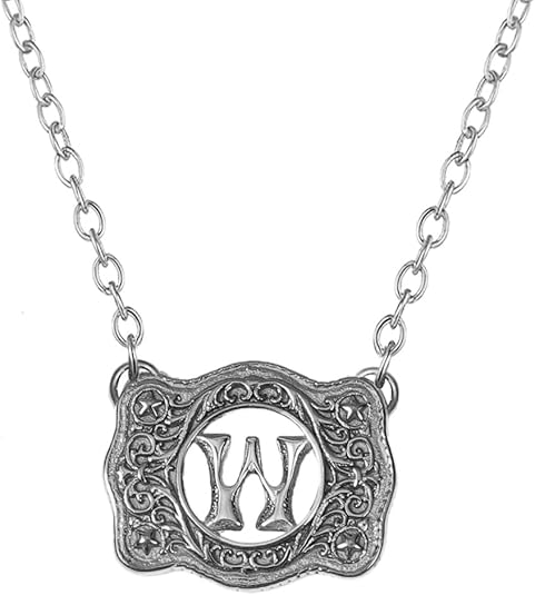 Belt Buckle Necklace Western Style Initial Letter Pendant Necklace, Decorative Belt Buckle Frame Design