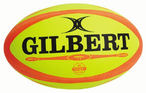 Gilbert Men's Omega Match Rugby Ball - Fluoro, Size 4