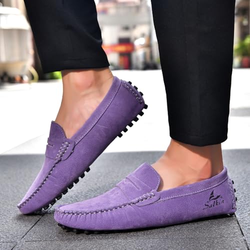 Men's Fashionable Driving Penny Loafers Suede Dress Moccasins Comfortable Casual Flat Boat Shoes 5