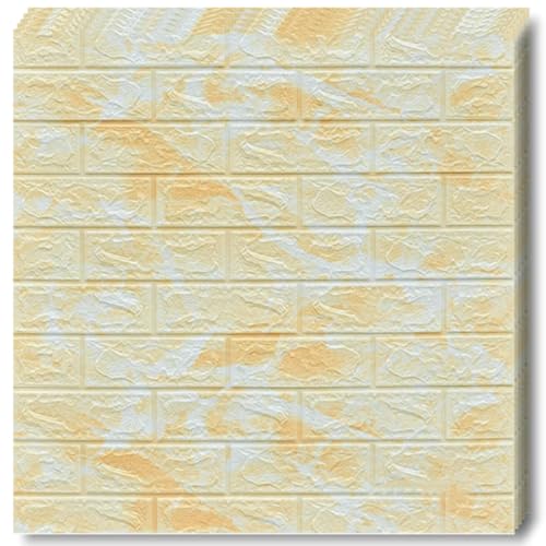 Selling Depot Papel pintado adhesivo 3D amarillo efecto piedra natural – Juego de 20 hojas (70 x 77 cm, 10,6 m²) autoadhesivas, impermeables, insonorizantes – cocina, baño, habitación, paredes DIY