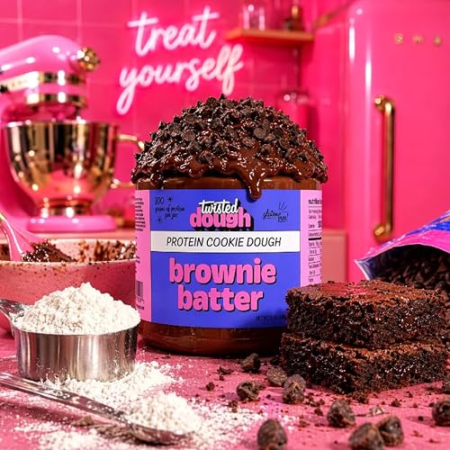 Image of Twisted Dough Protein Cookie Dough, Brownie Batter Flavor, 2 Pack, 100g Protein, Healthy Snacks, Gluten Free Edible Cookie Snack, High Protein Low Carb & Low Sugar Dessert for Kids & Adults, Keto Friendly