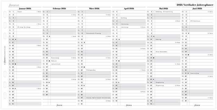 Filofax A5 Multi Year Planner, Vertical (German) 2026