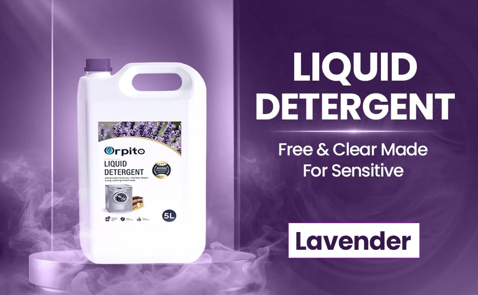 Image of Lavender Liquid Detergent Pack of 1 (5L x 1) | Total 5L | Advanced Deep Clean Formula | Long-Lasting Lavender Freshness | Color Safe | Gentle on Fabrics