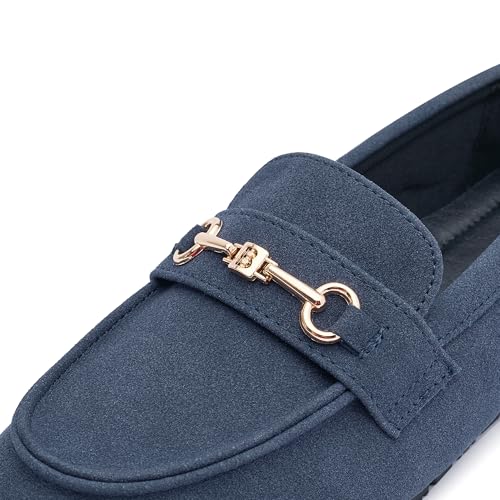 Image of Women's Wide Loafers Casual Slip on Flat Shoes Women's Comfort Penny Loafers with Arch Support Women Dressy Moccasins
