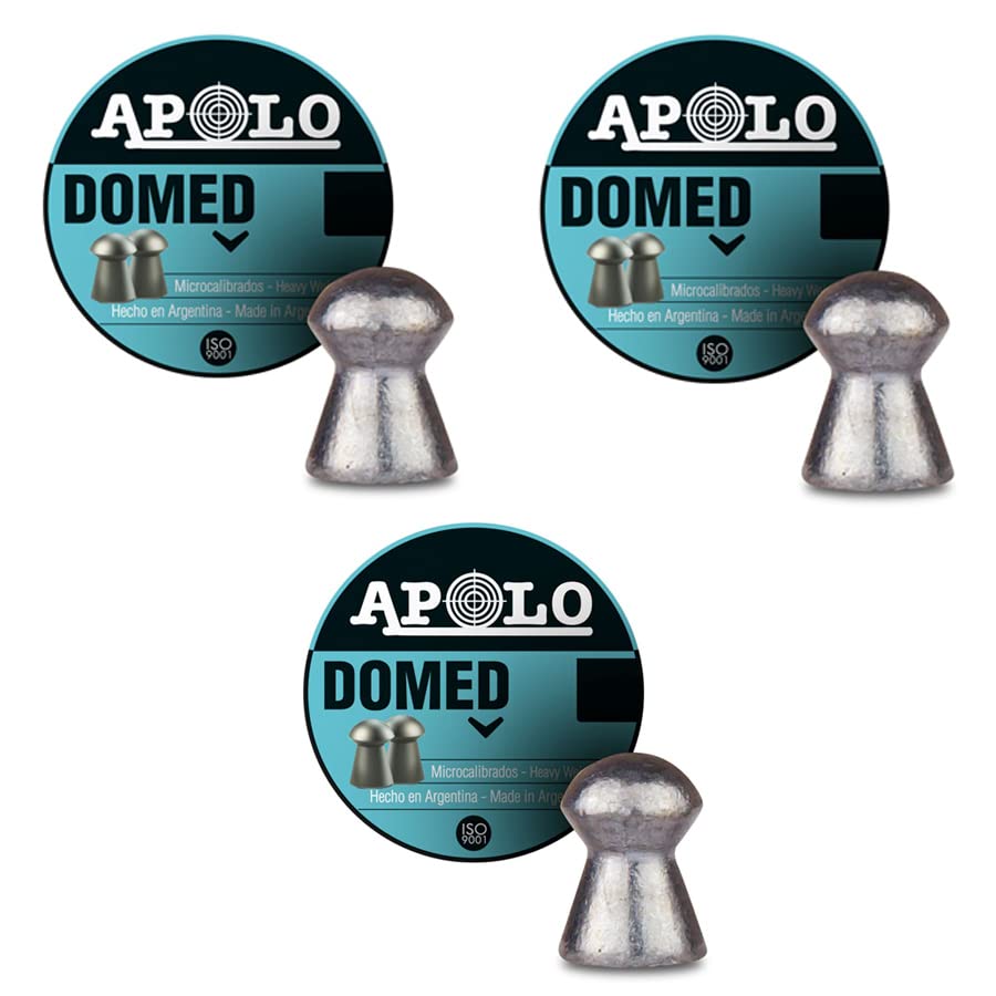 ECOMMUR Balines Apolo Domed (6,35mm) | Perdigones Calibre .25 para carabinas/escopetas de Aire comprimido [3 Cajas]
