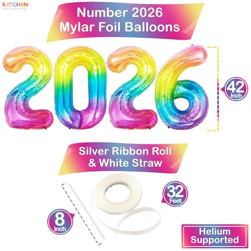 Image of Rainbow 2026 Balloons 42 Inch, Rainbow Graduation Decorations 2026, Foil Number 2026 Graduation Balloons Class of 2026 Decorations | Graduation Party Decorations | Prom Decorations 2026, Katchon
