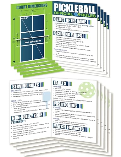 Pickleball Rules Card Set of 5 – Laminated 5.5" x