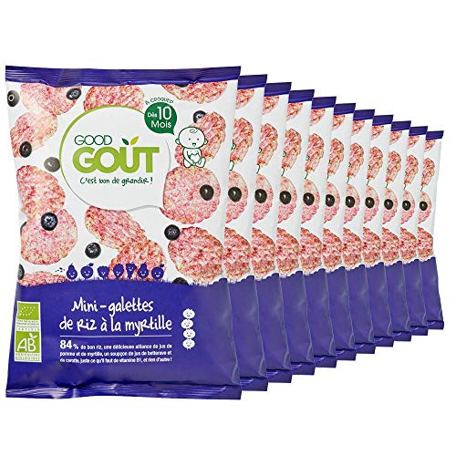 Good Goût - BIO - Mini-Galettes De Riz À La Myrtille Dès 10 Mois 40 G - Pack De 10
