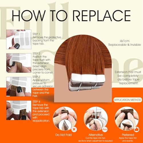 Image of Full Shine Tape in Hair Extensions Human Hair Color 550 Copper Brown Tape in Extensions 20Inch Natural Straight 100G 40Pcs for Wedding Add Volume