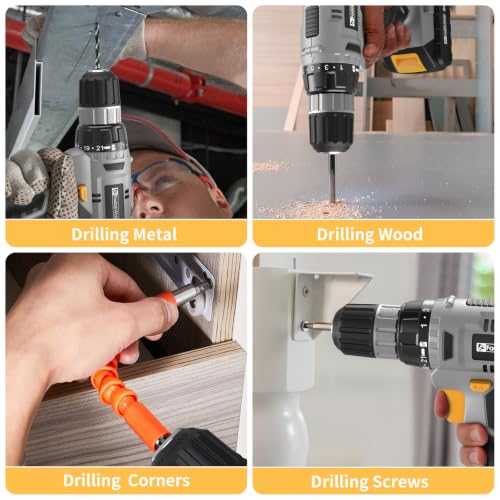 Image of FADAKWALT Cordless Drill Set, 20V Electric Power Drill With Battery And Charger, 30N Torque, 21+1 Settings, 3 /8-Inch Keyless Chuck, Driver Bits Kit, LED Light (Grey)