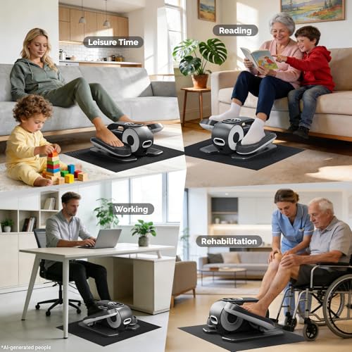 Image of Under Desk Elliptical Machine, 12 Speeds Leg Exerciser as Seen on TV with RF Remote Control for Seniors, Auto & HR Mode Quiet Portable Seated Pedal Exerciser for Home and Office