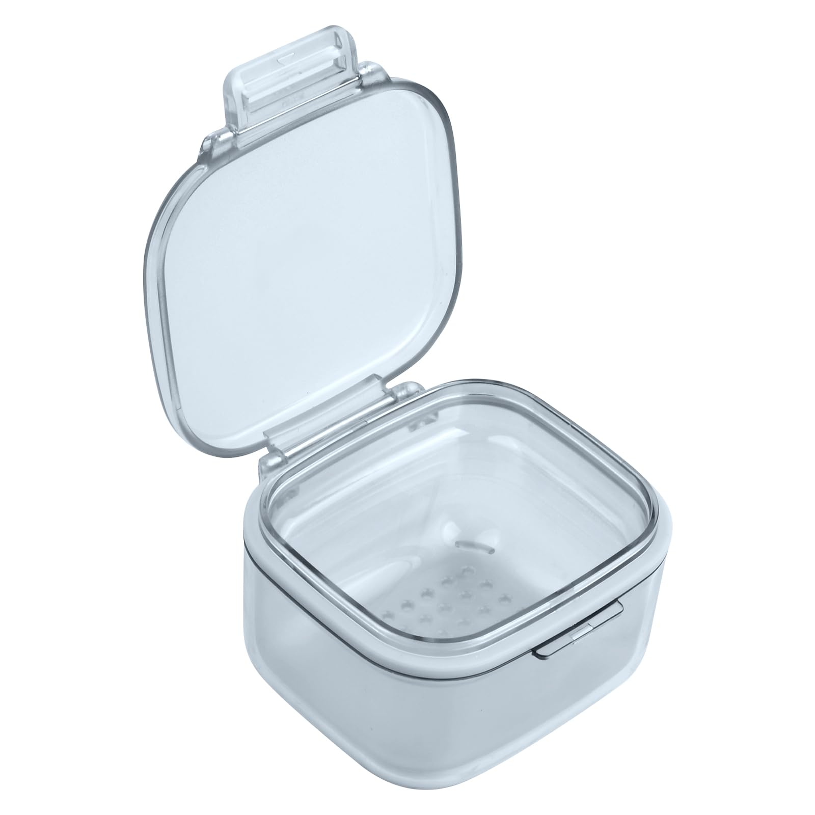 Denture Case Bath Cleaning Leakproof, 3 Layers Orthodontic Dental Retainer Box, Portable Plastic False Teeth Braces Storage Container with Strainer, Denture Holder Cup for Travel Storing Soaking