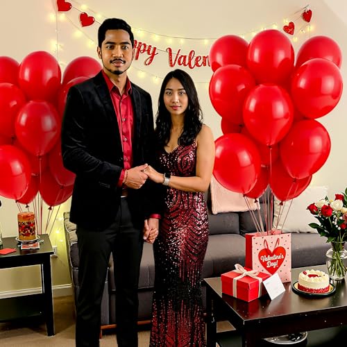 Image of Party Propz Red Balloons for Decoration Birthday - Pack of 50 Pcs Red Metallic Balloons for Decoration | red balloon | Balloons for Birthday | Valentine's Day Decorations Items (Latex)