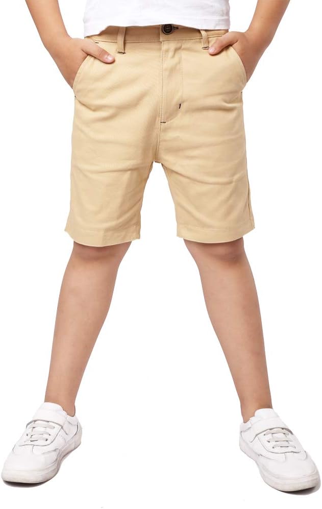 DOCOO Boys Shorts-Kids Cotton Summer Shorts Adjustable Waist,Lightweight Breathable Children's Shorts,Flat Front Chino Shorts - for Sports, Walking, School