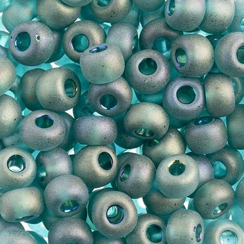 John Bead Czech Glass Seed Beads 32/0 (8mm) Transparent Teal Rainbow Matt 250Grams Beads for DIY Arts Crafts Jewelry Bracelets Necklaces Earrings Making
