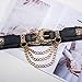 Dubulle Womens Belt Decoration Chain Black Leather Elastic Hidden Buckle Business Date Gift