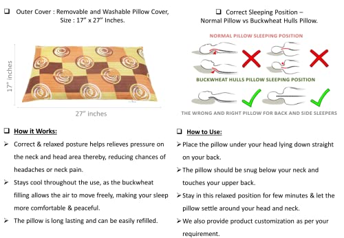 Image of Buckwheat Hulls Pillow | King Size | 17 inch x 27 inch inch | Pillow for Neck Pain | Shoulder Pain | Back Pain | Other Sleeping Problem | for Daily Use (Rusty Orange)