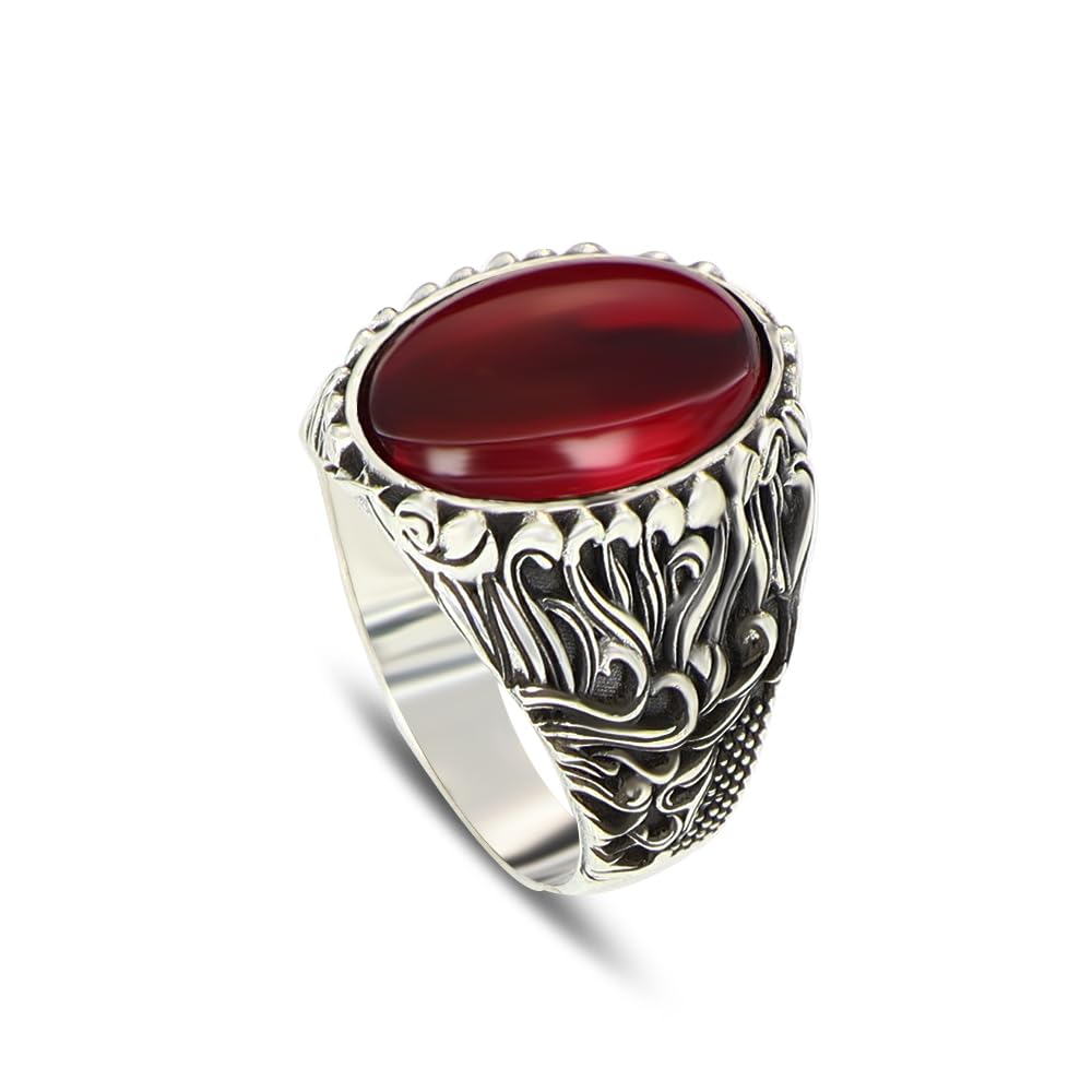 BayVogBayVog Mens Handmade Ring, Red Garnet Gemstone Ring, Men Sterling Silver Ring, 925k Silver Men Jewelry, Men Vintage Ring, Gift for Husband, Gift for Men, Gift for Boyfriend