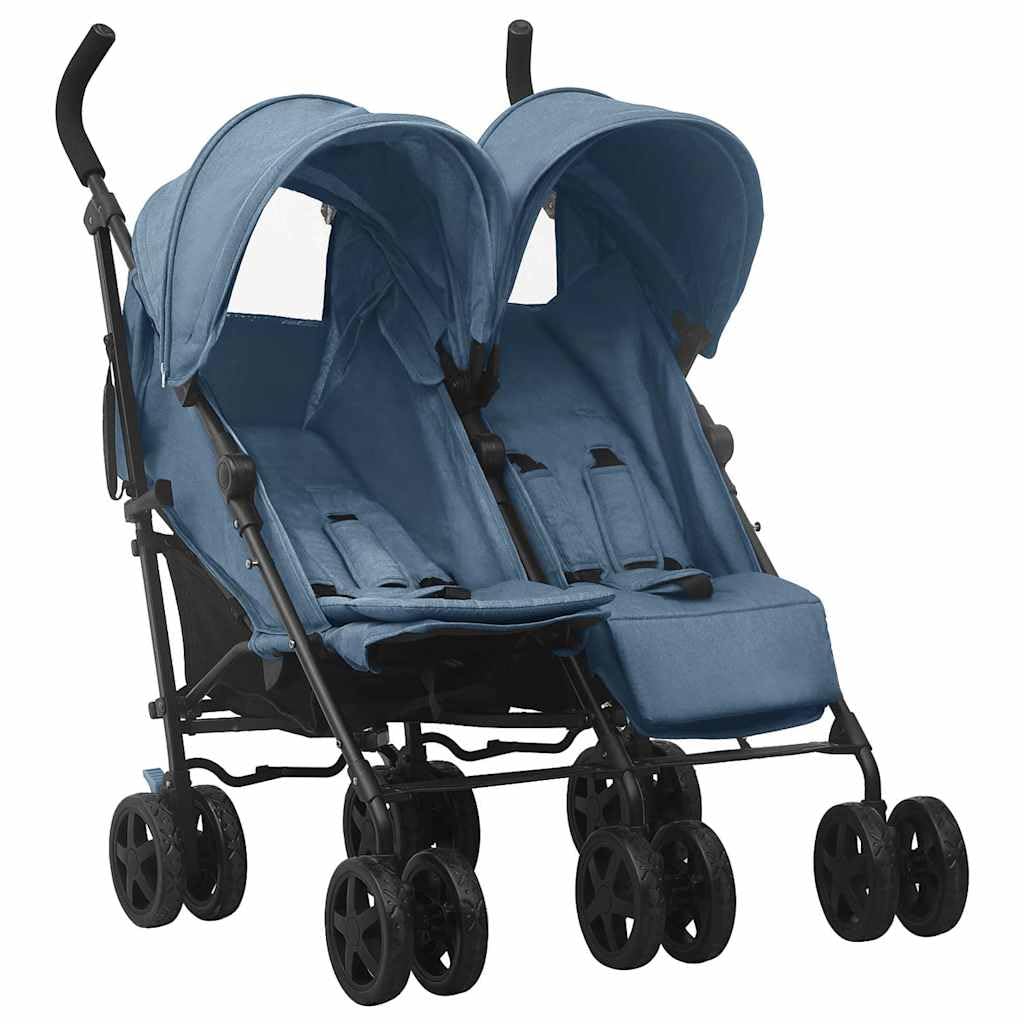 Passeggino gemellare, in acciaio/lino, blu navy
